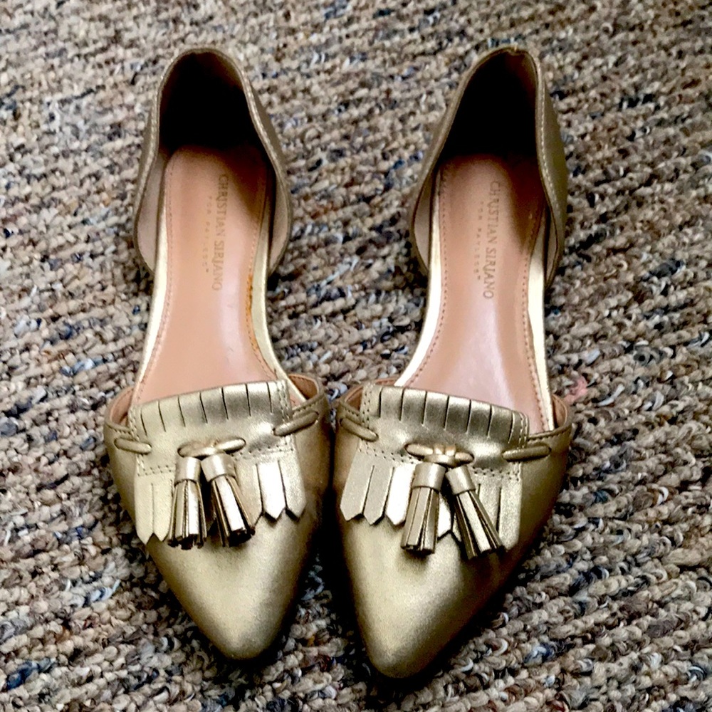 Gold flats, Christian Siriano